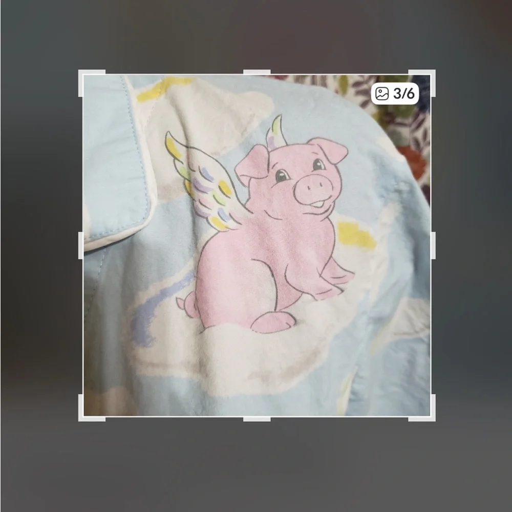 Nick & Nora Kids Pajama Set - Light Blue with Pink Flying Pigs - Picture 4 of 10